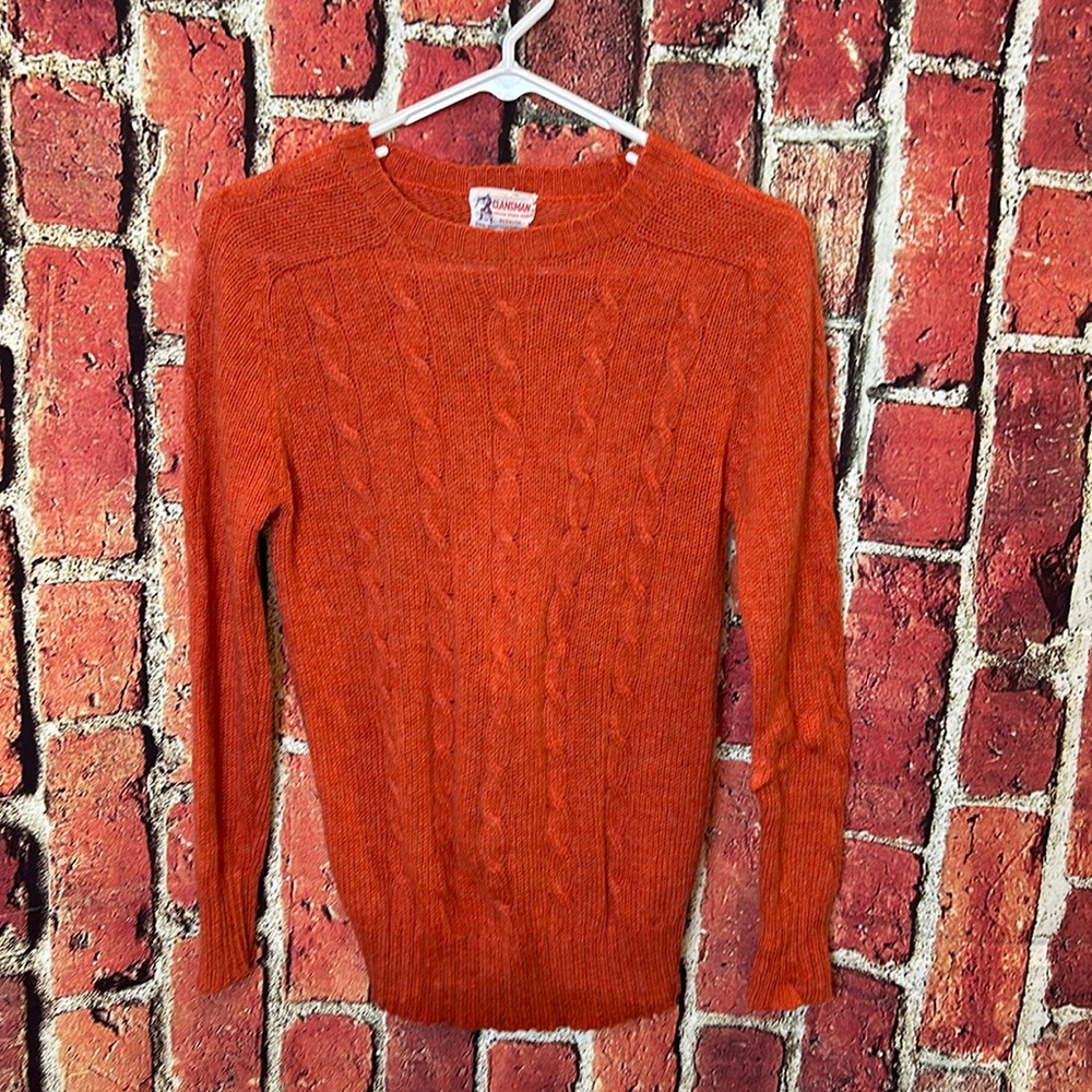 Vintage Clansman Cableknit Crewneck %100 Scottish Sheatland women sweater sz 34